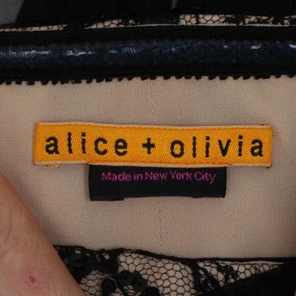 Alice + Olivia Womens Silk One Shoulder Sequin Lace Mini Dress Black HOCO Fairy - Picture 12 of 12